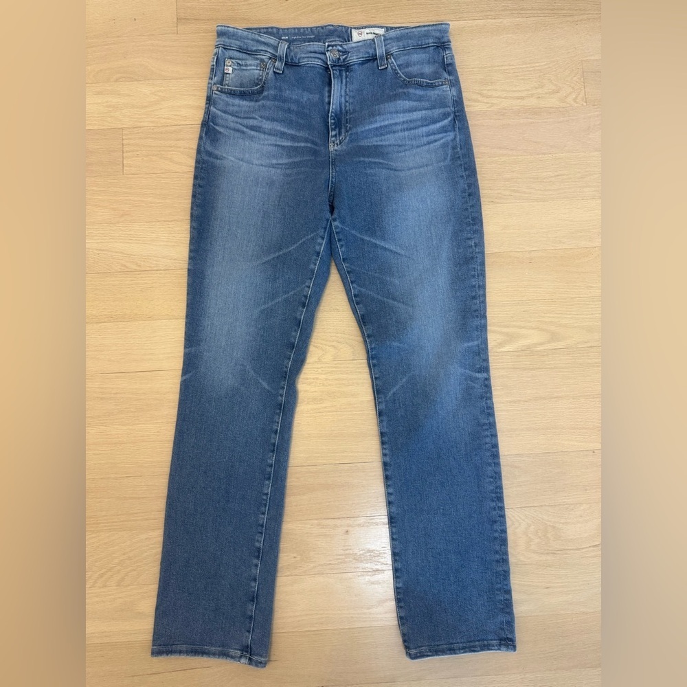 AG Adriano Goldschmied Mari High-Rise Slim Straight Jeans Oceanside Blue 32R - Picture 3 of 9
